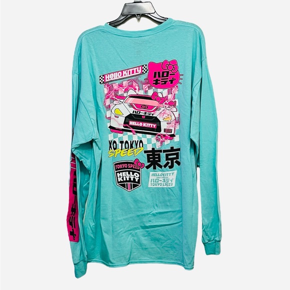 Sanrio Hello Kitty & Friends Teal Racer Print Long Sleeved T-Shirt - Picture 2 of 4